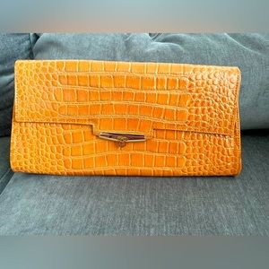 Genuine camel leather XL clutch